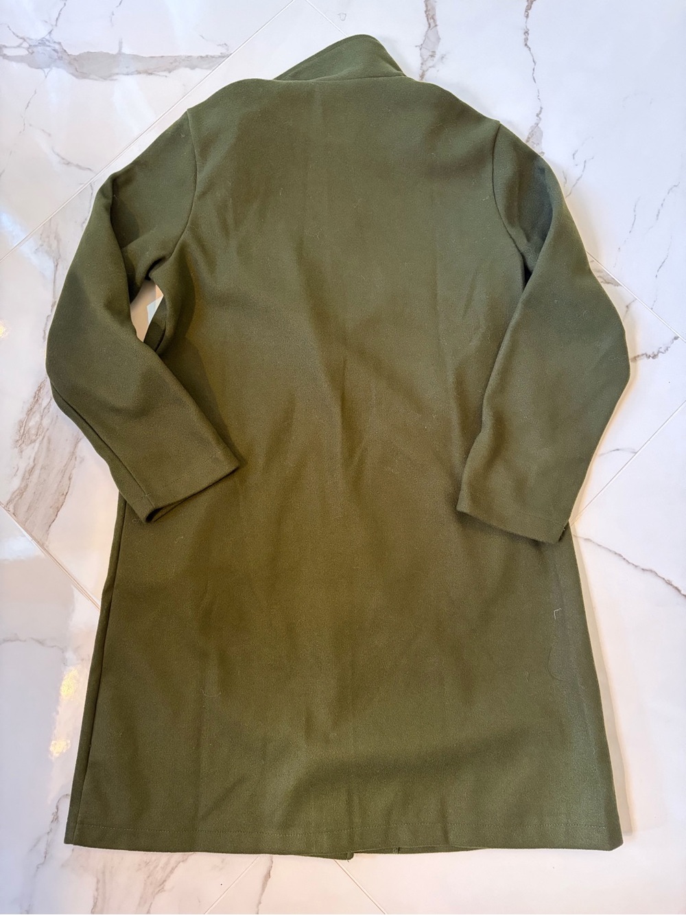 Olive Green Unlined Trench Coat - Picture 4 of 9